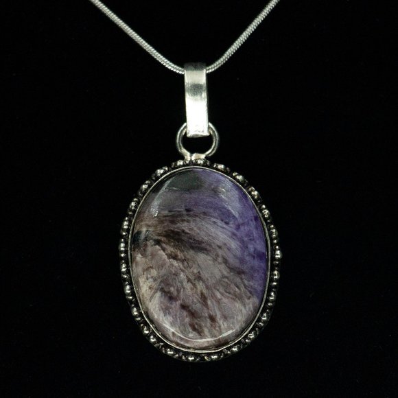Jewelry - PURPLE CHAROITE CABOCHON PENDANT NECKLACE -JNZGPP5